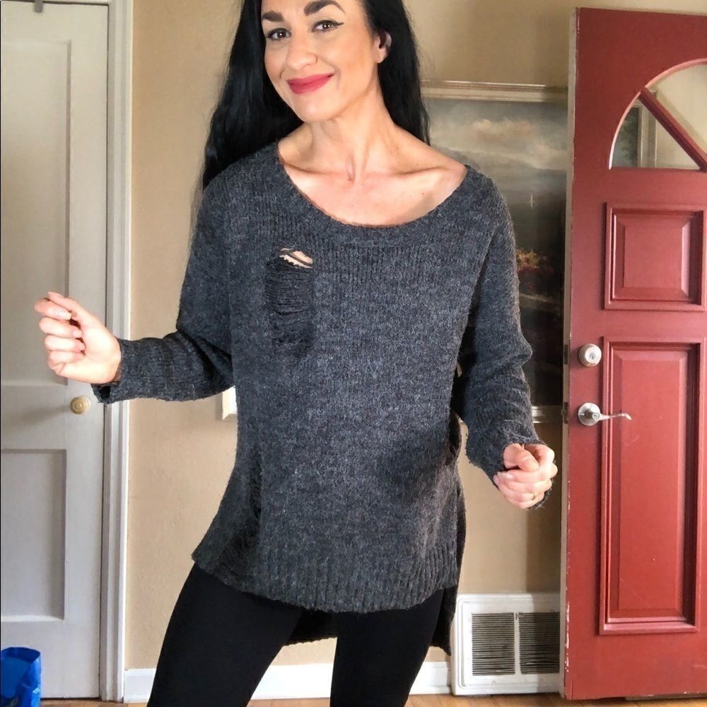 Cotton Innovation wool blend distressed sweater